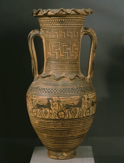 Attische Amphora, Spätgeometrische II B Periode (ca. 720-700 v. Chr.) von Greek